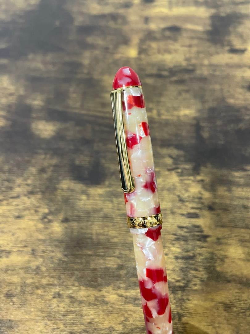 試筆のみ　セルロイド　金魚　14金　細字　プラチナ　万年筆　3776 備品付き