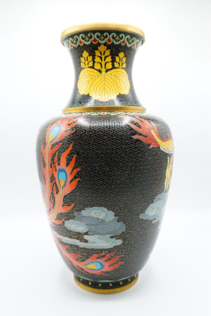 中国古玩 七宝龍鳳瓶　天皇皇后即位十周年記念