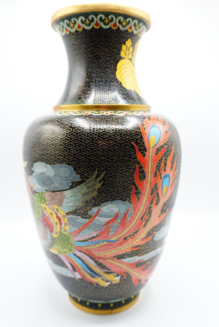 中国古玩 七宝龍鳳瓶　天皇皇后即位十周年記念