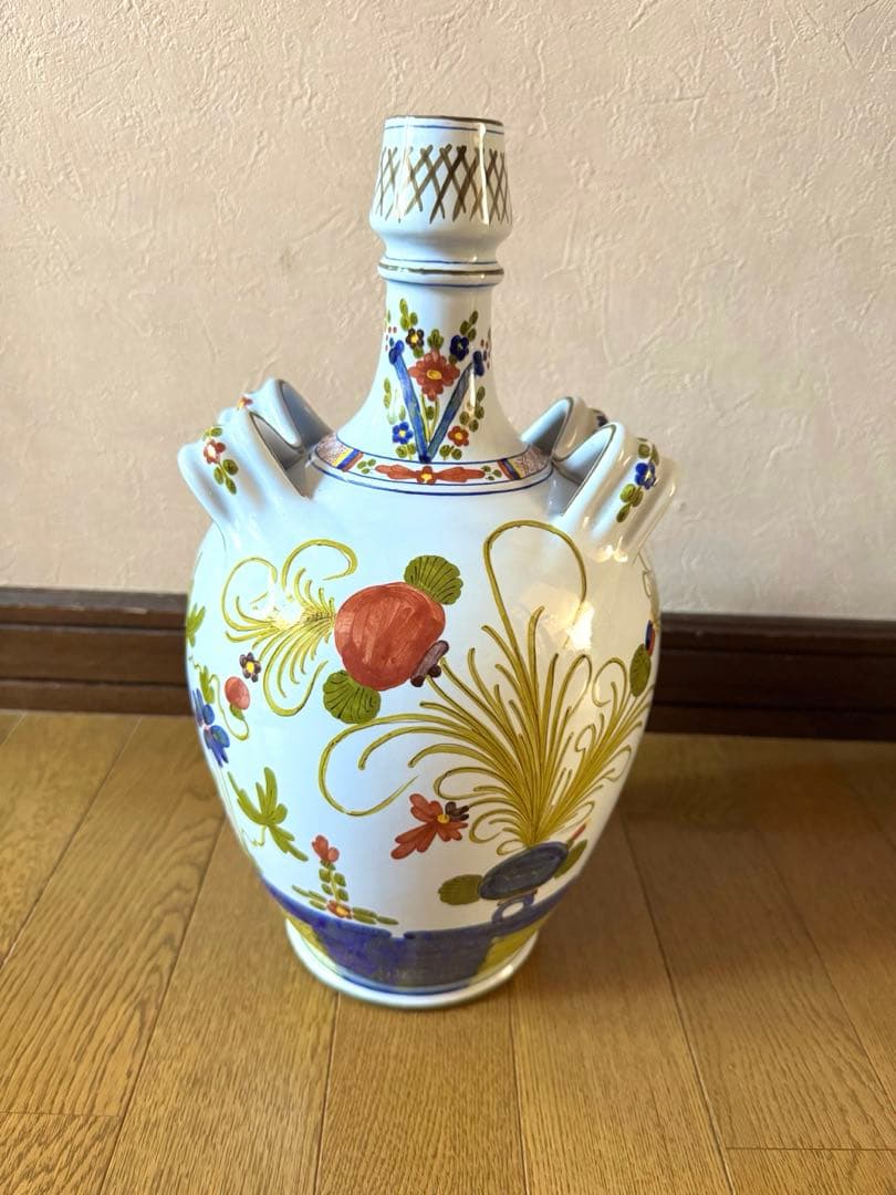 イタリア工房 ラ・ヴェッキア・ファエンツァ 手描き 花柄 壺