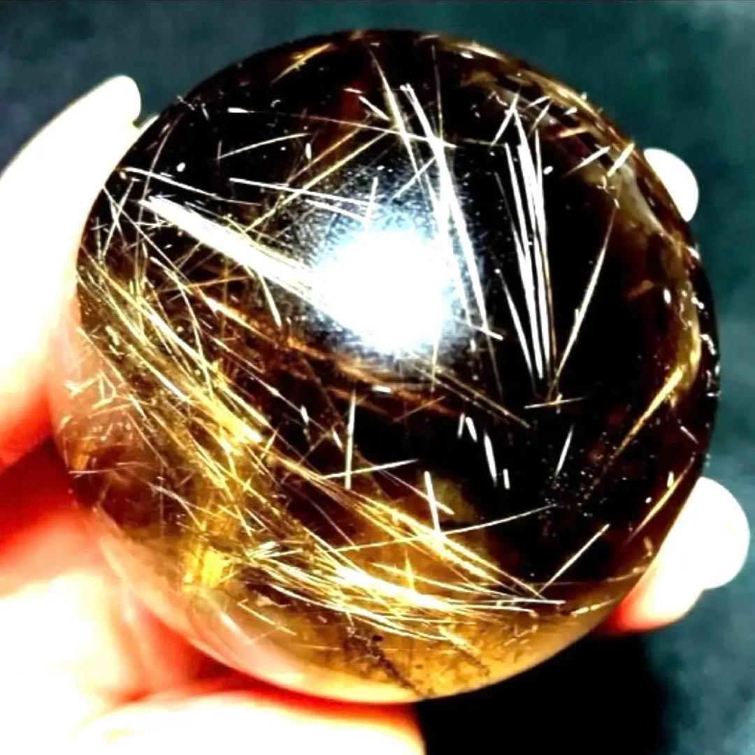 超絶綺麗✨50mm ゴールドルチルクォーツ　丸玉　スフィア　金針水晶