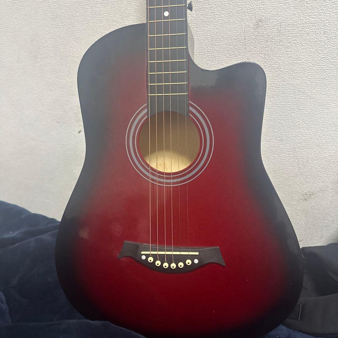 アコースティックギター レッド 6弦