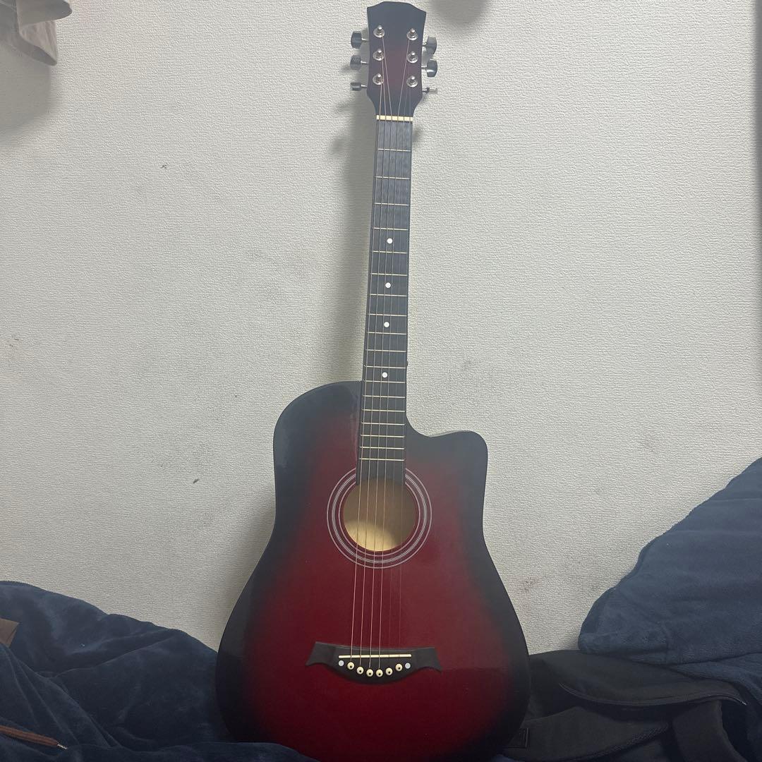 アコースティックギター レッド 6弦