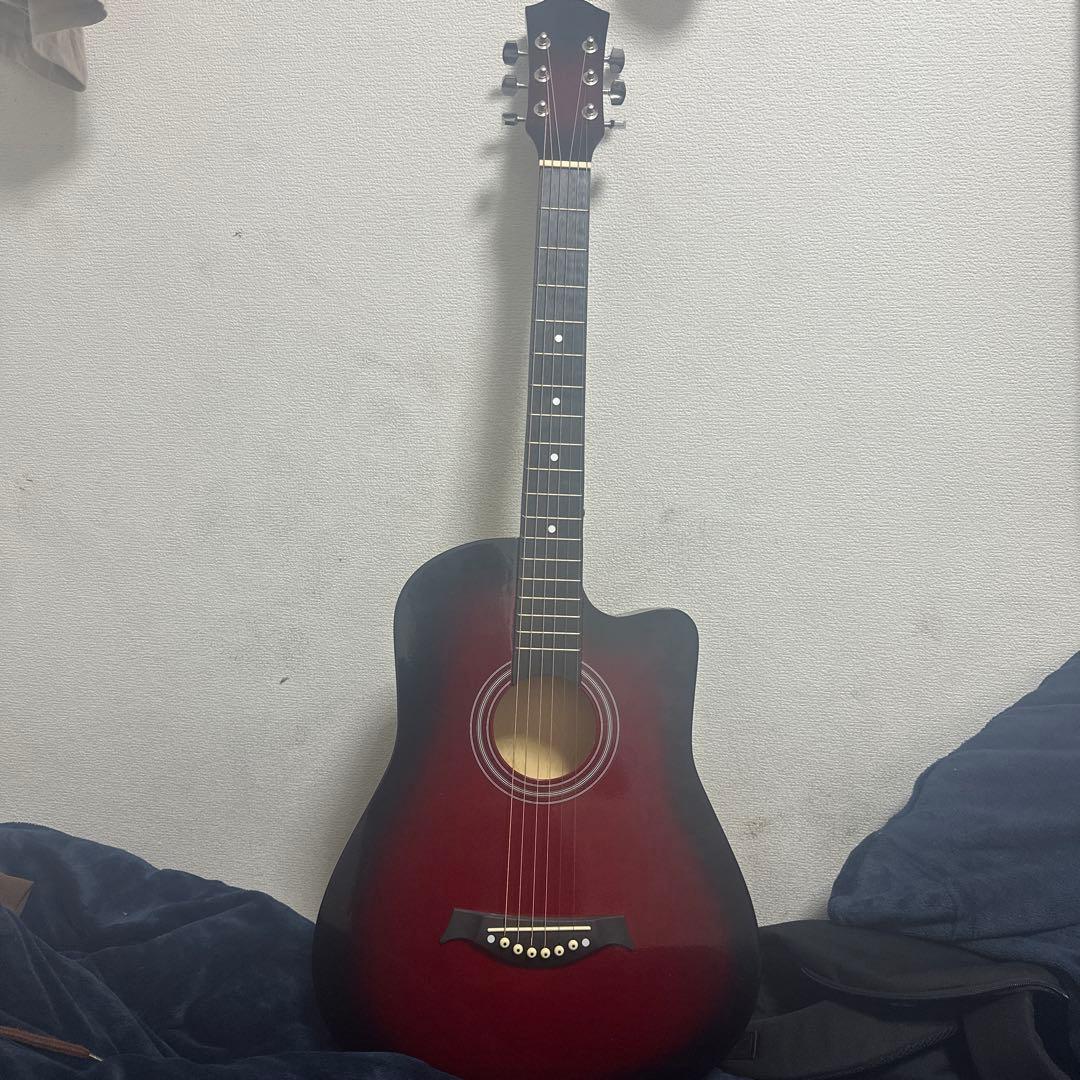 アコースティックギター レッド 6弦