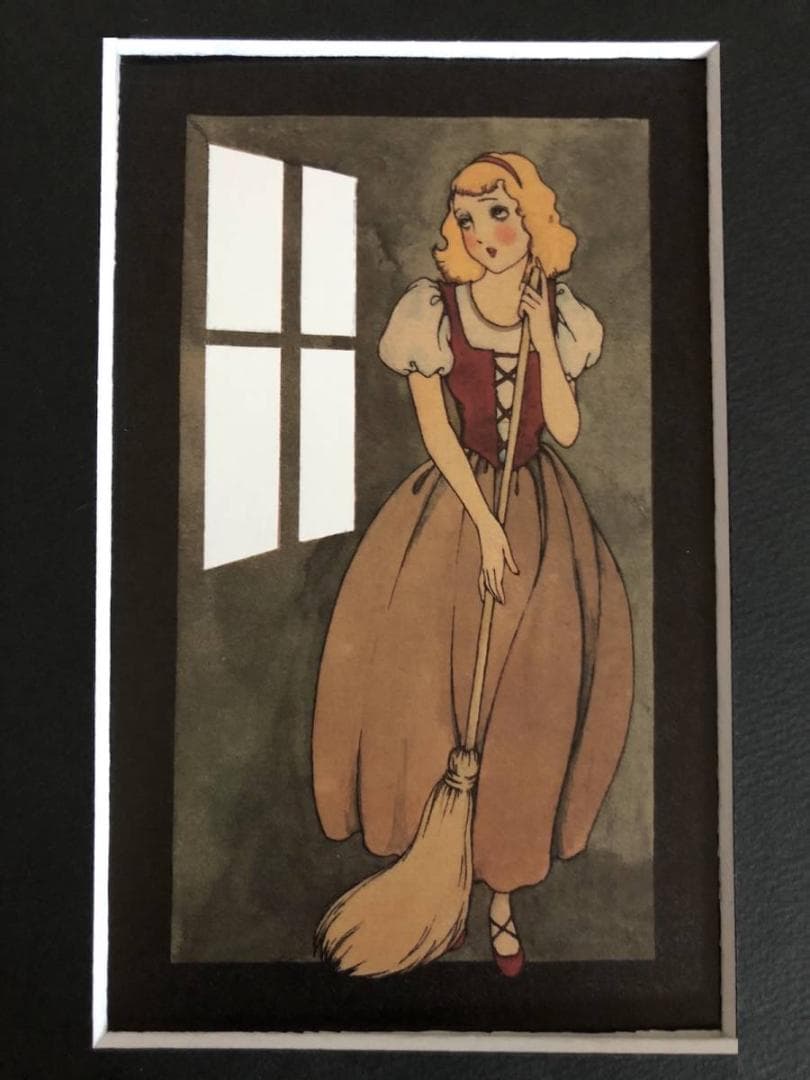 昭和レトロ、中原淳一、【少女の友付録】、年代物・希少画集画 、新品高級額 額装付