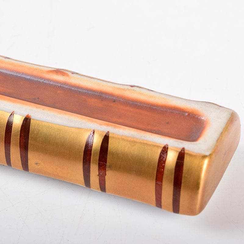 茶道具　小木曽芳正作　金彩　横笛香合　共箱　V　8482