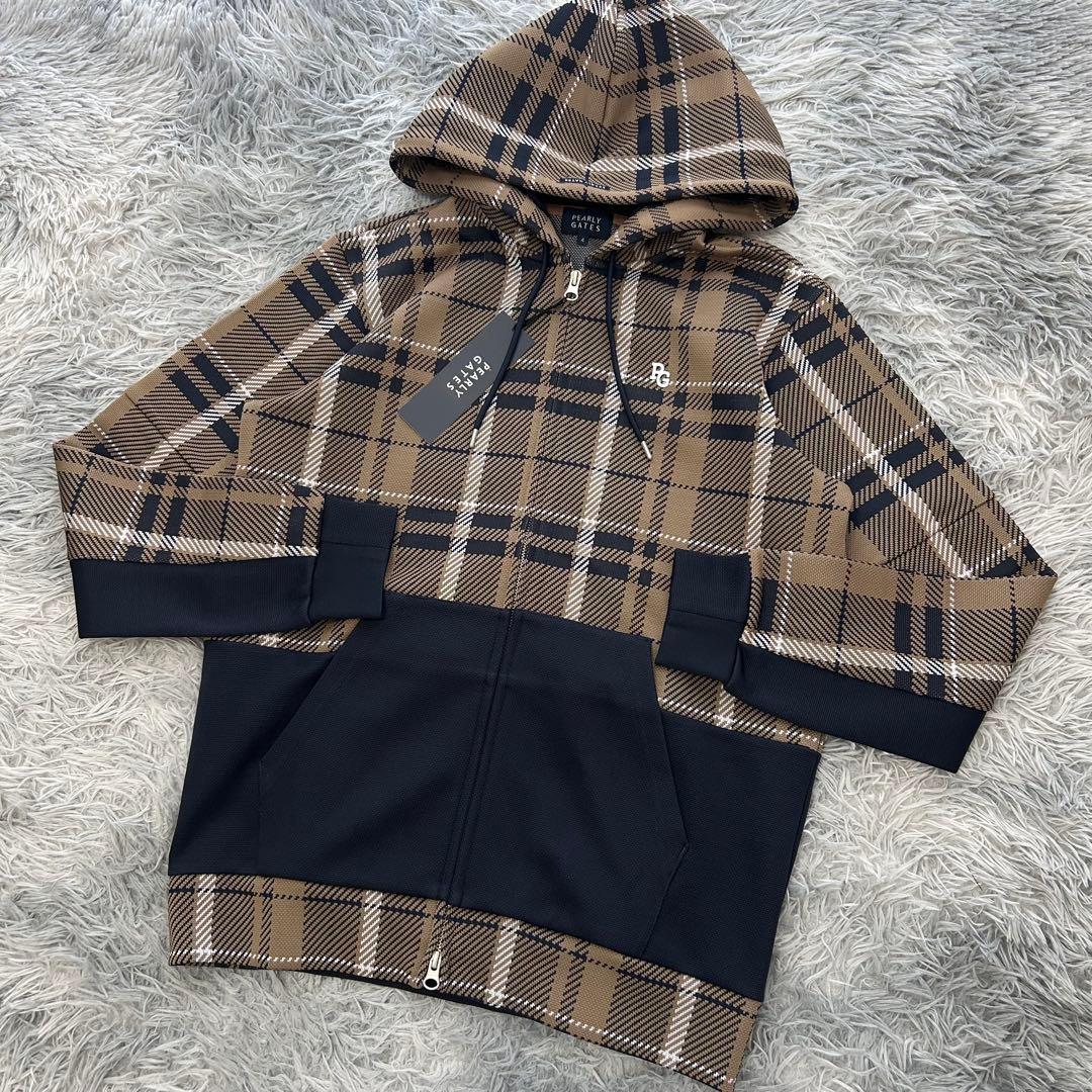 新品　パーリーゲイツ　パーカー　フーディ　ジャケット　チェック　サイズ4