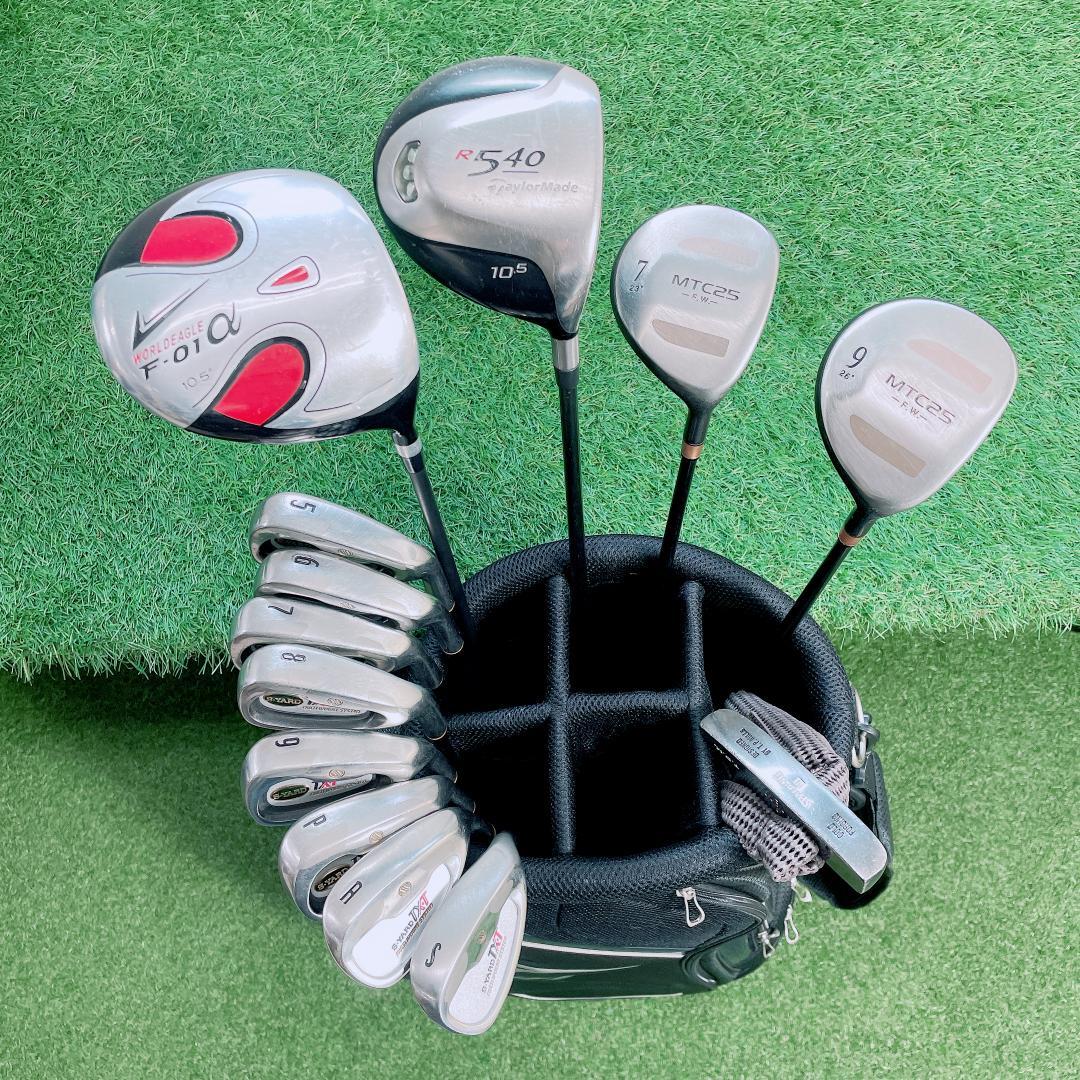 豪華13本！テーラーメイド他 ゴルフクラブセット キャディバッグ付　N2128
