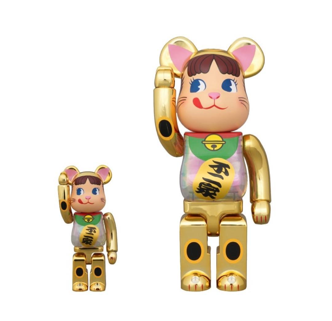 BE@RBRICK 招き猫 ペコちゃん 金メッキ 蓄光ミルキー入り