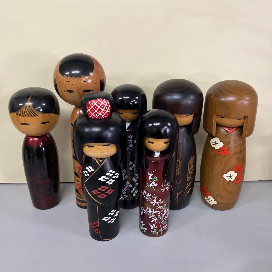D-3 昭和レトロ レトロモダン こけし 7体セット 伝統工芸 郷土玩具 和風