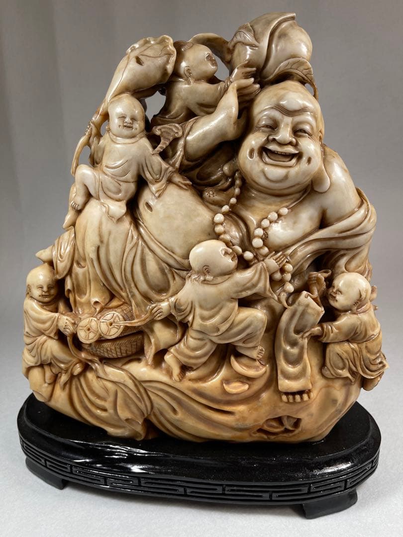 超大寿山石彫 仏教七福神13:6kg 極細工 細密彫刻骨董品天然古玩 仏教美術品