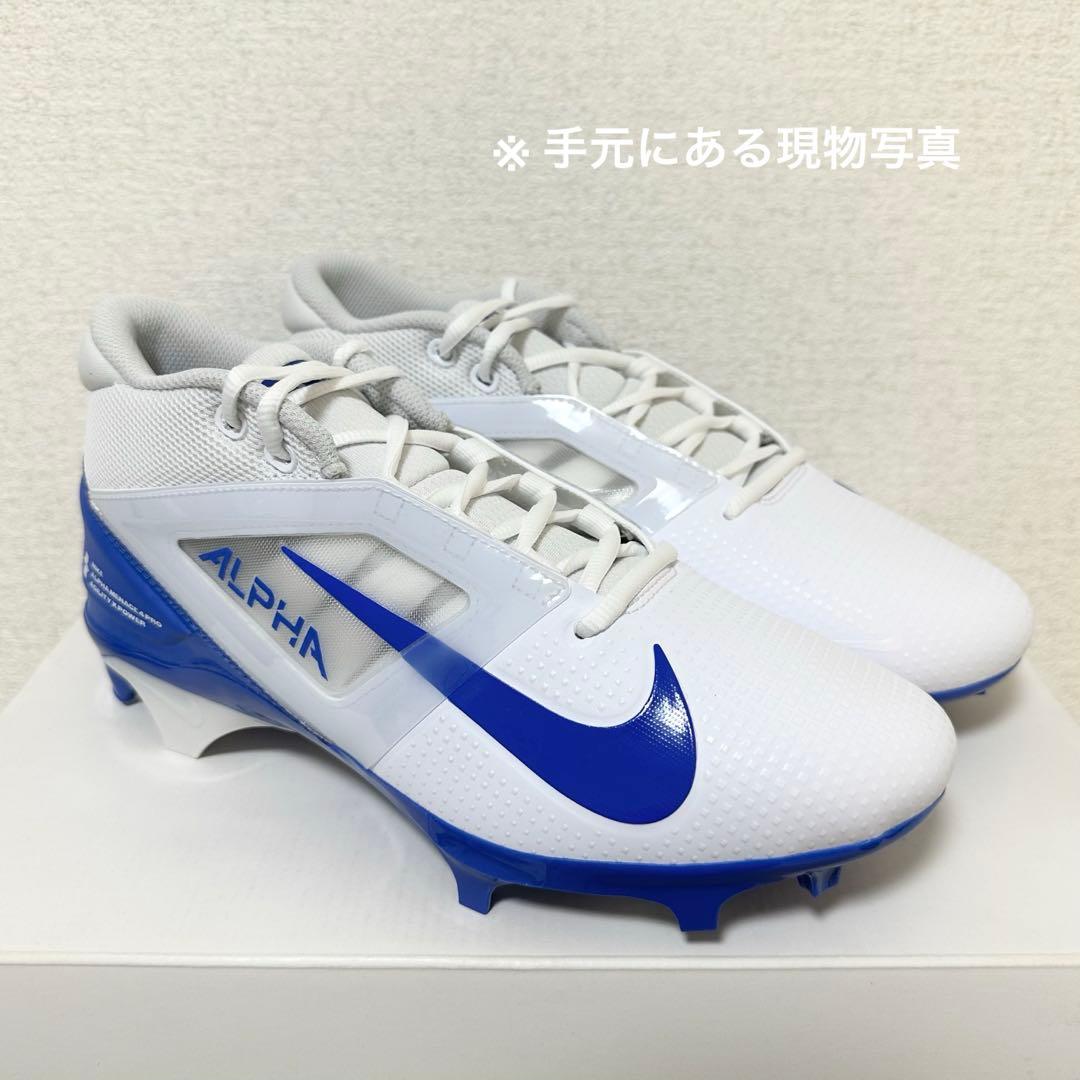 ナイキ 26.5 アルファメナス プロ アメフト スパイク シューズ 靴 白 青