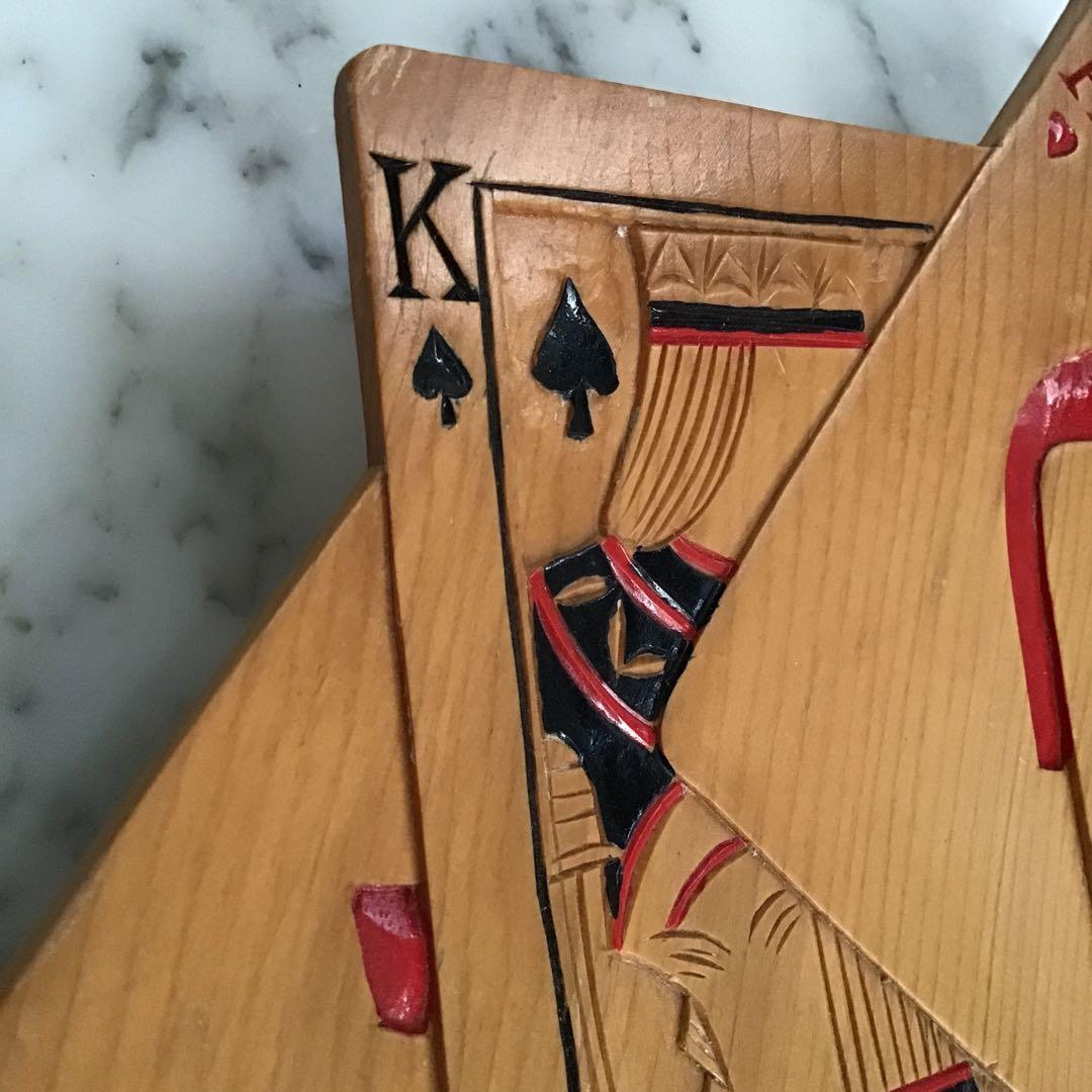 50s アメリカ ビンテージ 木製プレート トランプ柄 ハンドメイド