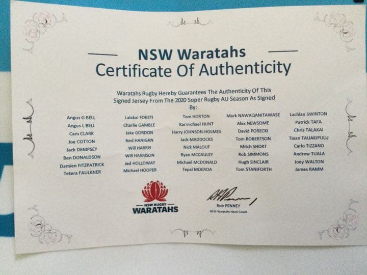 スーパーラグビーワラターズ 2020登録全選手+HCサインジャージ