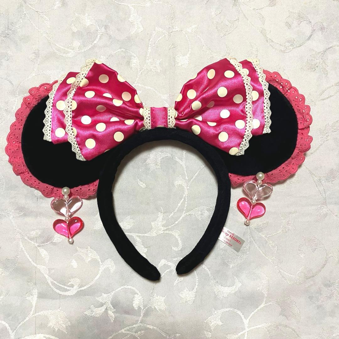 ディズニー　ミニー 　イヤリング　レース　カチューシャ　ピンク　ピアス　ハート