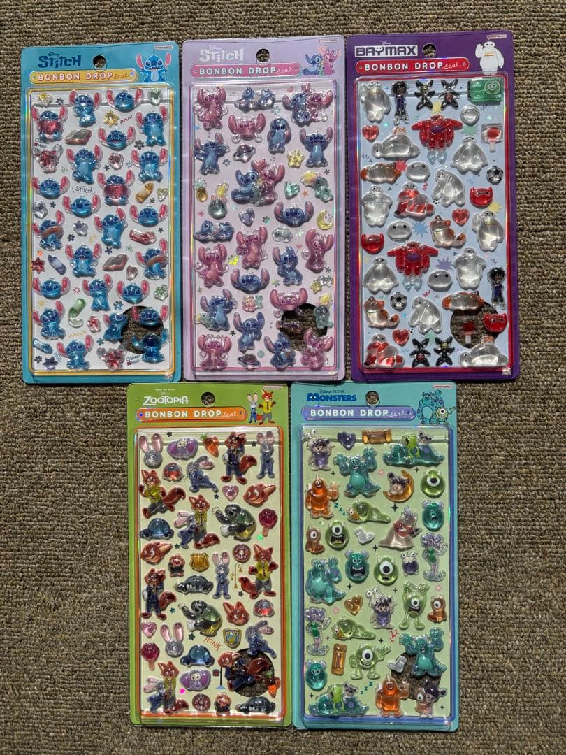 【レア正規品】ボンボンドロップシール　5種　ディズニー
