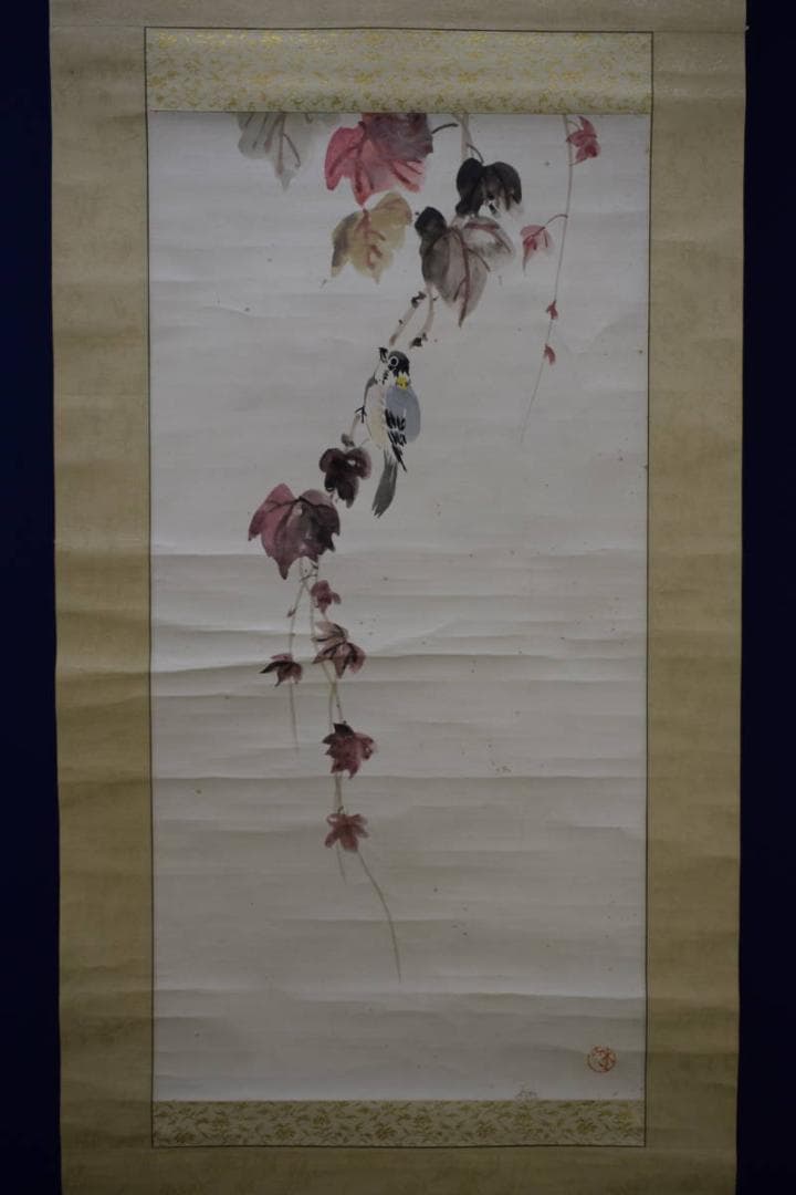 模写/浅井忠/小禽図/布袋屋掛軸HH-901