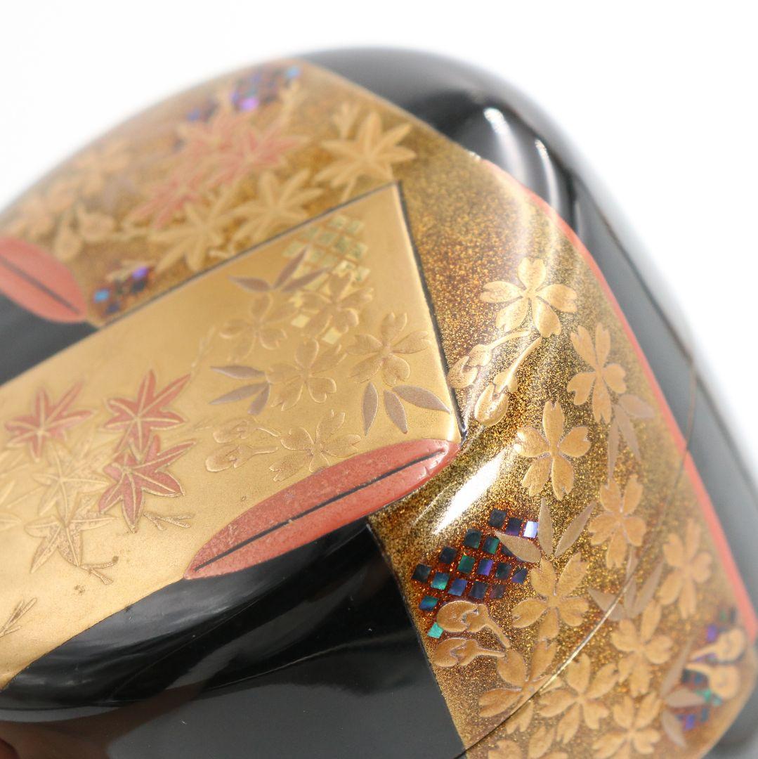 昇山作 誰が袖蒔絵 大棗 銀溜塗 螺鈿 茶道具 共箱　UM694　N5