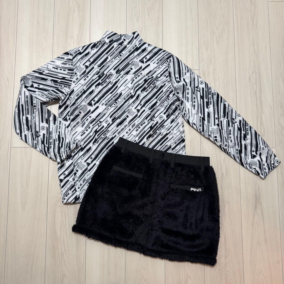 新品 PING ピン ゴルフウェア セットアップ ブルゾン ボアフリーススカート