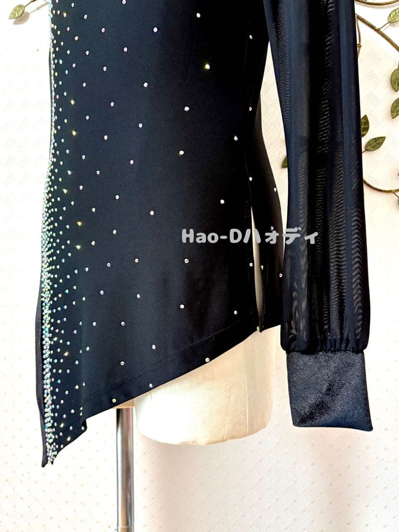★社交ダンス★新品★メンズシャツ★ラテン★アシメトリー★黒M