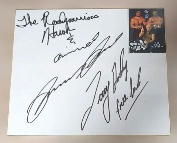 全日本プロレス４名寄せ書き直筆サイン ザ・ロード・ウォリアーズ＆テリー・ゴディ他