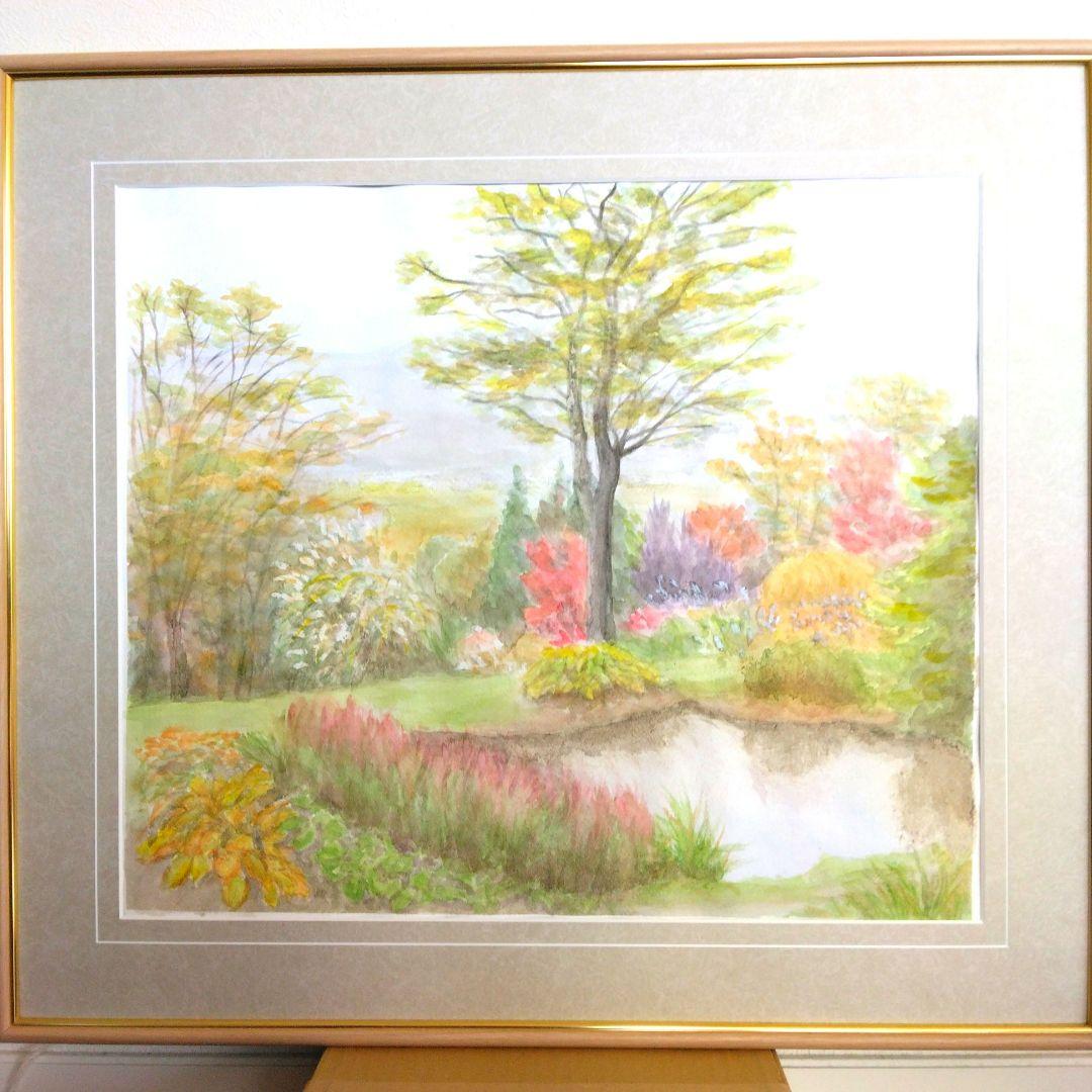 水彩画・風景画・秋の風景・自筆