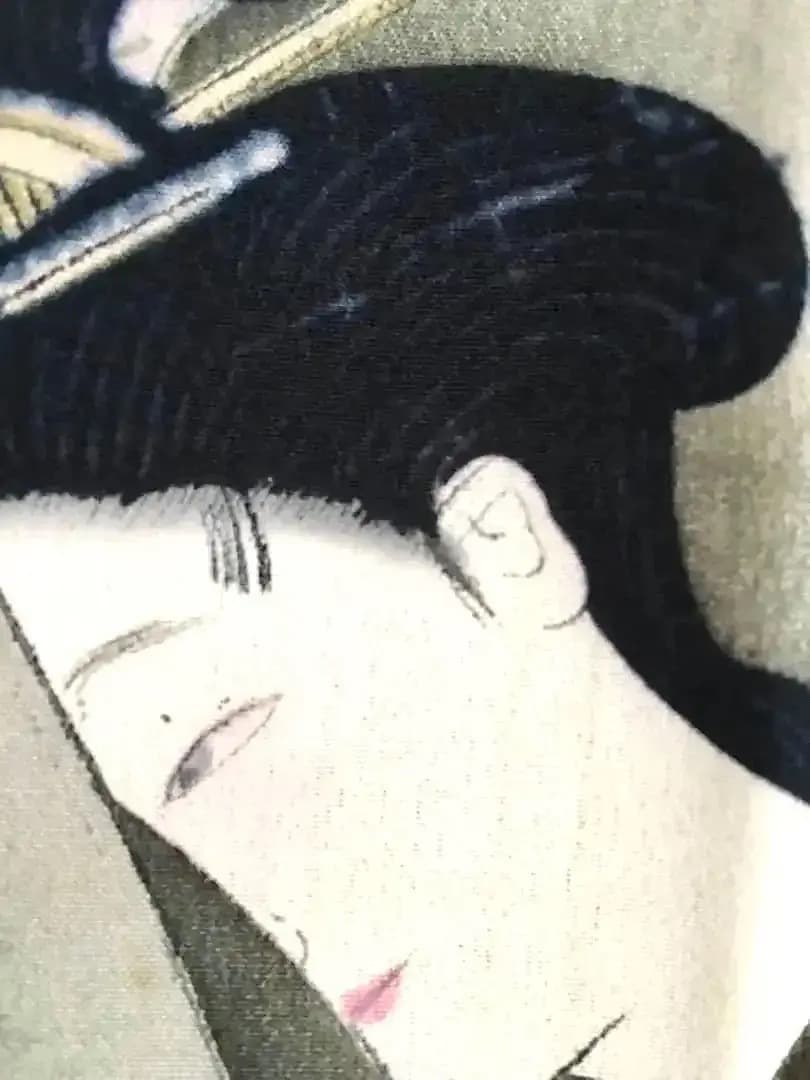 浮世絵美人画 男物長襦袢 江戸の風情 手描き時代物 Antique Ukiyoe
