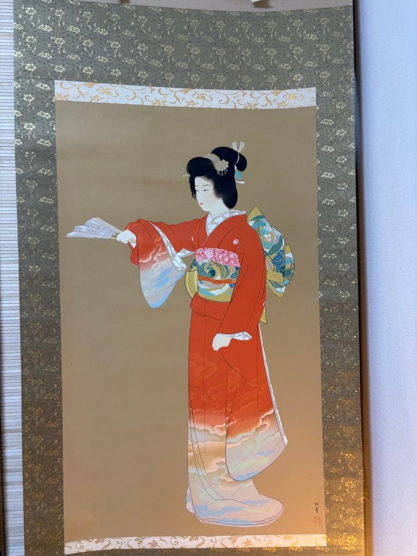 あ*お様 美品 掛け軸 上村松園筆 序の舞図 リトグラフ 限定品