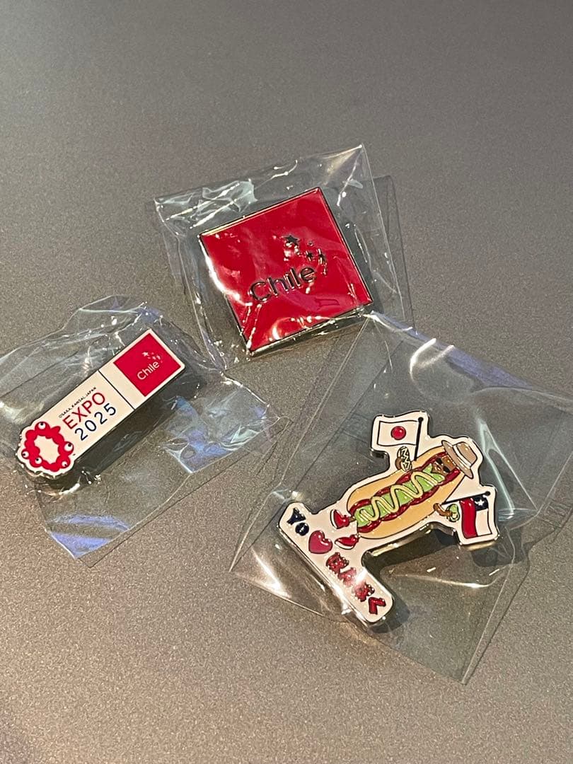 【非売品】大阪関西万博 Expo2025 チリスタッフピンバッジ、記念ピンバッジ