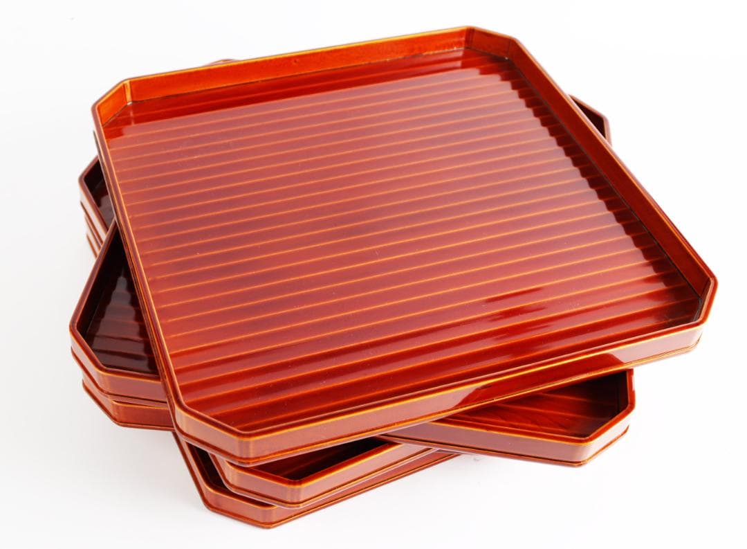 飛騨春慶塗 四方膳 懐石膳 隅切四方膳 五枚　茶道具