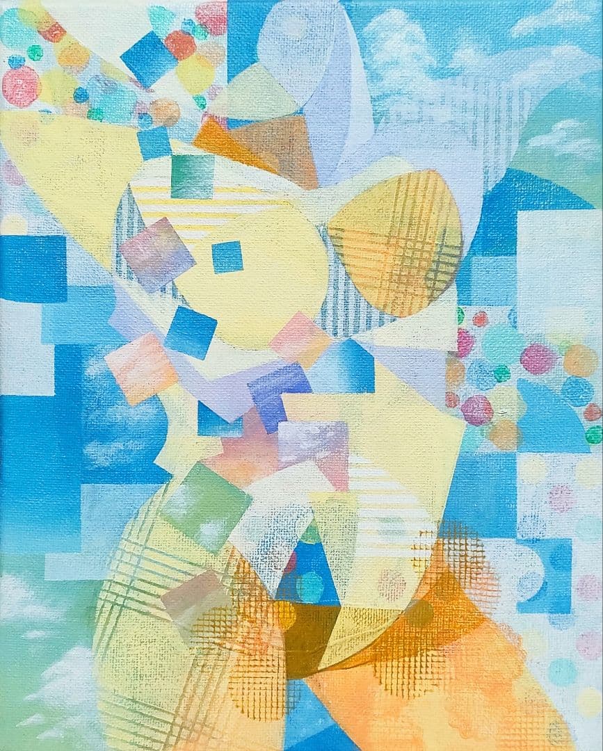 抽象アクリル画 幾何学的形状