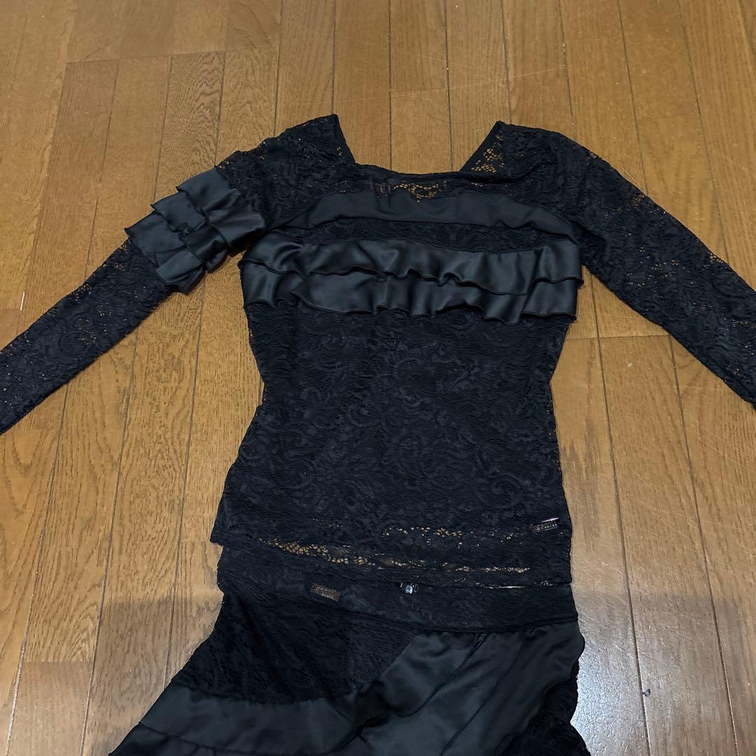 土日SALE28888-24444ジャンティ黒のレース社交ダンス衣装