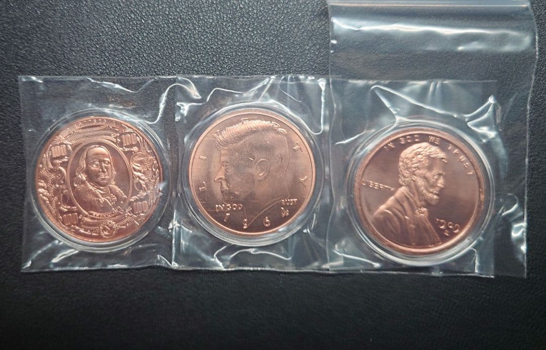 【1オンス×3種】純銅 歴代アメリカ大統領 偉人 ラウンド.999　完全未開封品