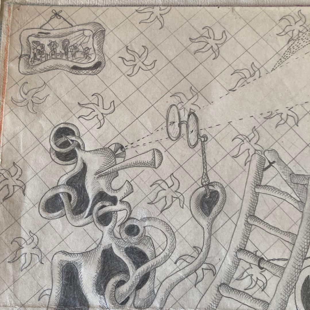 1943年unknown drawing シュールレアリズム　ビンテージパリ画家