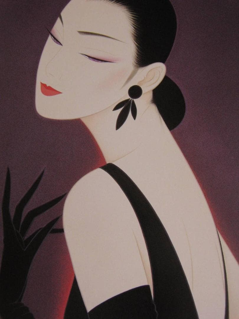 鶴田一郎、【ときめき】、希少な額装用画集より、新品額装付、状態良好