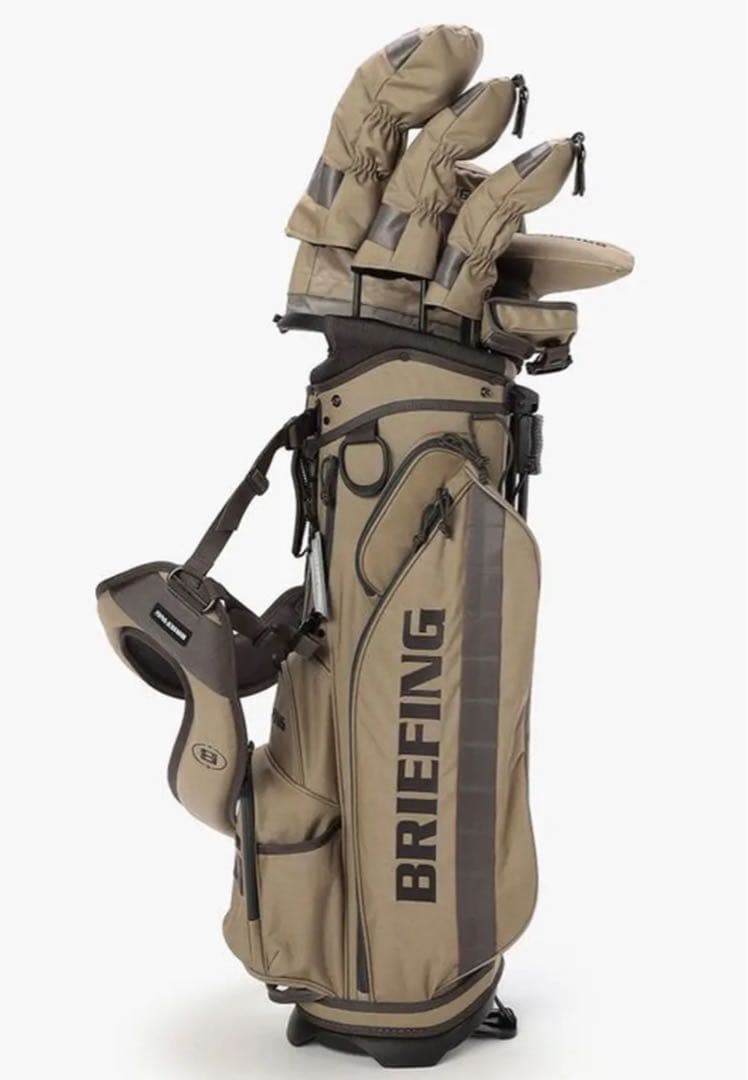 【ヘッドカバー付き】BRIEFING ベージュ キャディバッグ スタンド付き