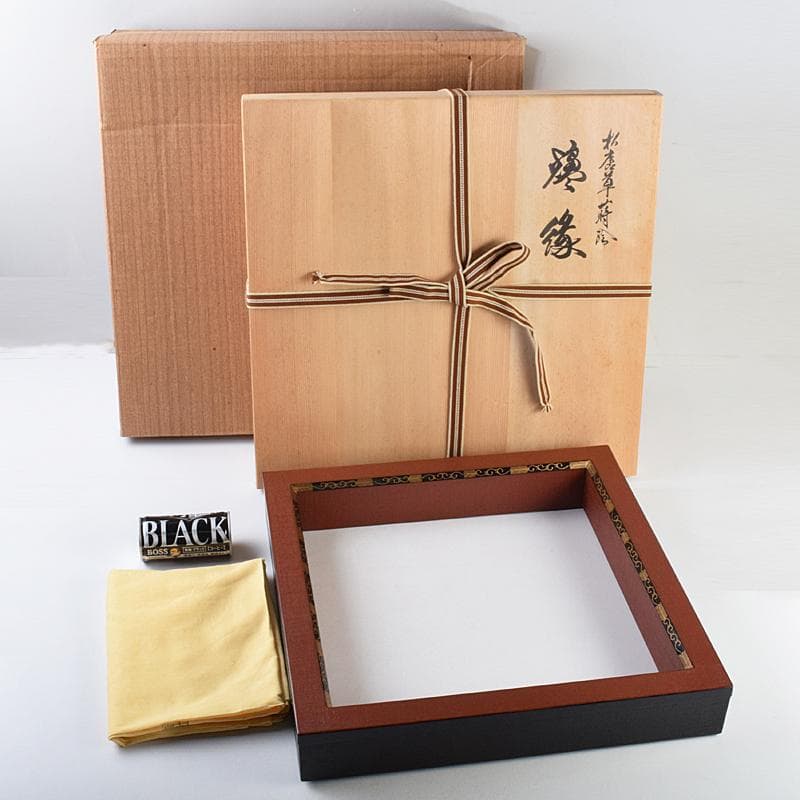 Bambi茶道具　上杉満樹作　松唐草蒔絵　炉縁　共布共箱　C　R9471B