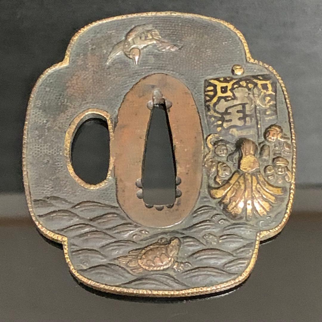 《アンティーク希少レア品！》 ⭐︎ 七福神 宝船 鶴亀 鍔つば 縁起もの♪⭐︎