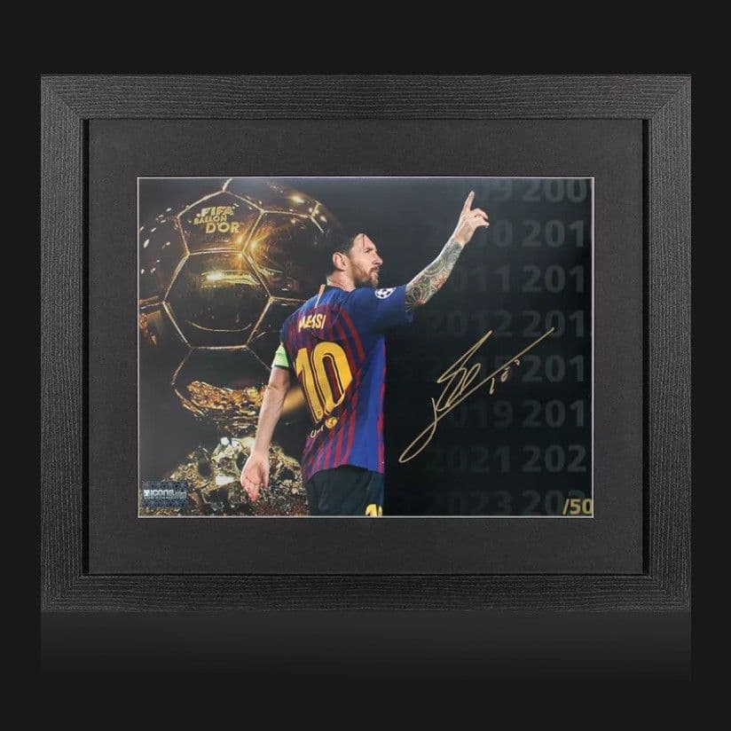 リオネル・メッシ 直筆サイン 写真 バロンドール