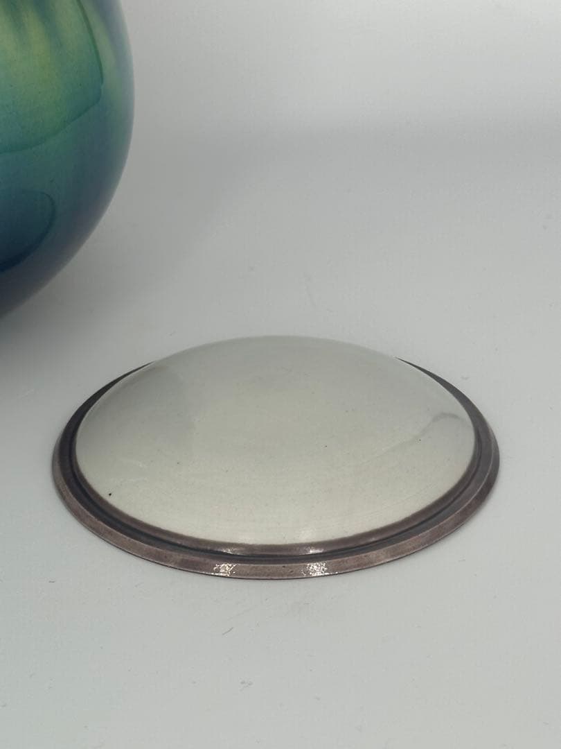 徳田八十吉 (正彦) 碧明釉水指　正彦銘　三代八十吉 共箱作品