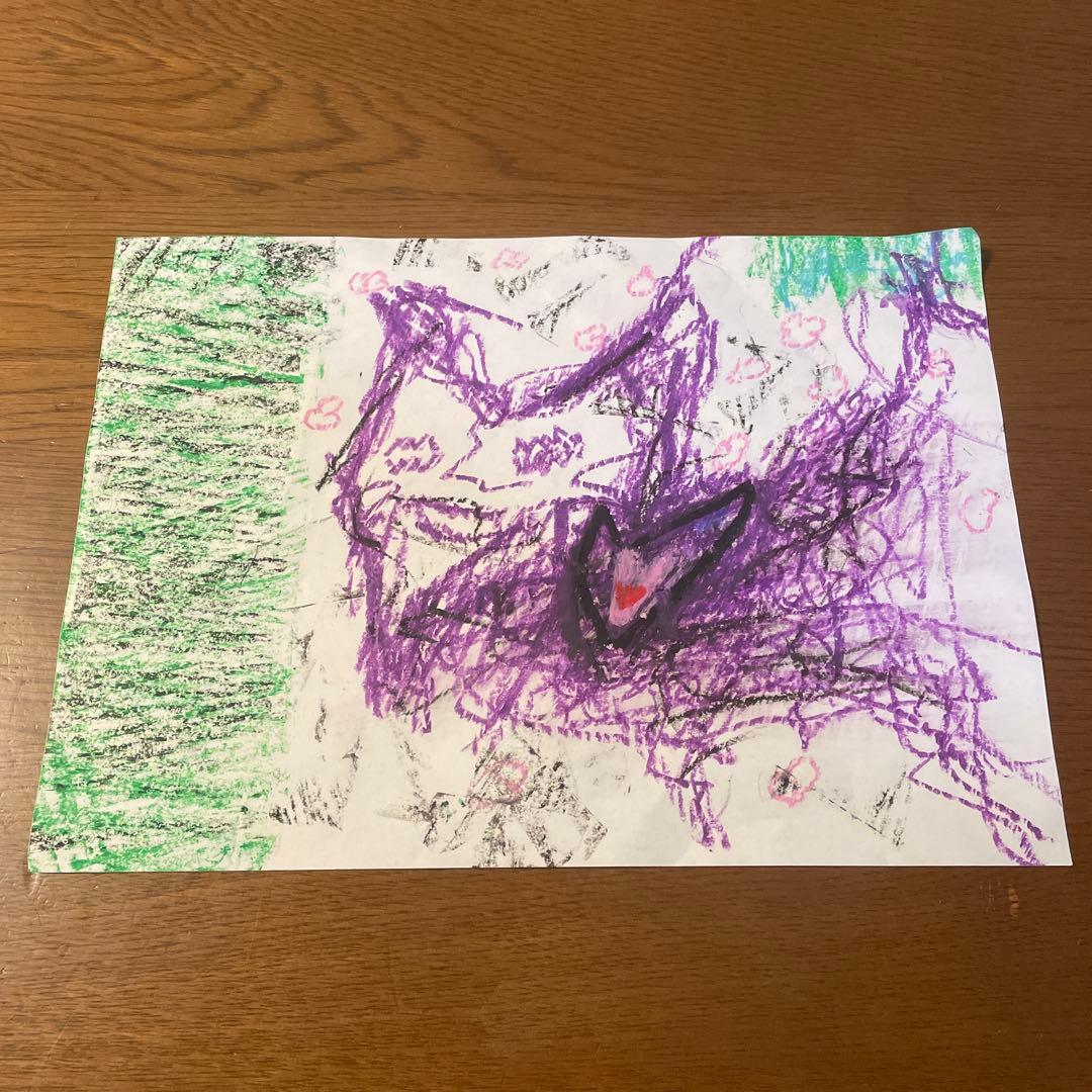 クレヨン画 抽象的なデザイン A4サイズ