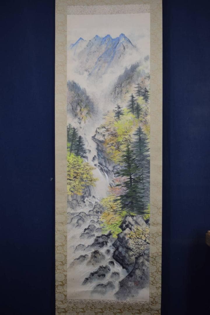 泰山/渓山紅葉図/秋景山水/秋山帰樵図/掛軸☆宝船☆Z-388