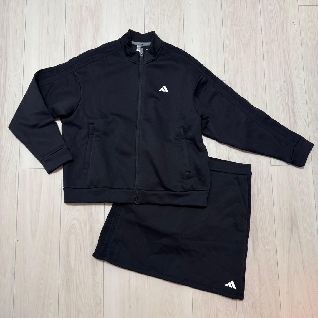 新品 アディダス 裏起毛 セットアップ ジャケット スカート 秋冬 Lサイズ 黒