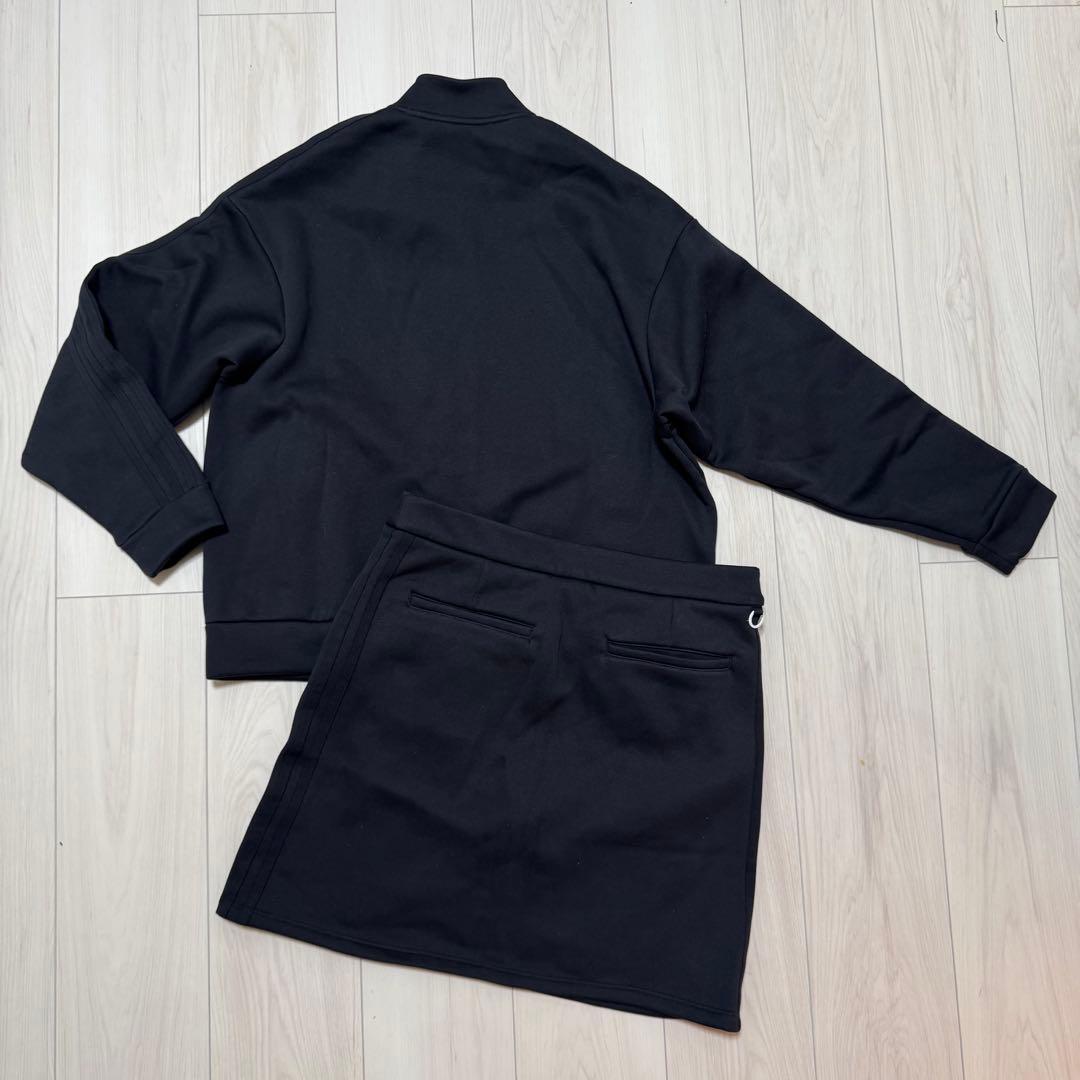 新品 アディダス 裏起毛 セットアップ ジャケット スカート 秋冬 Lサイズ 黒