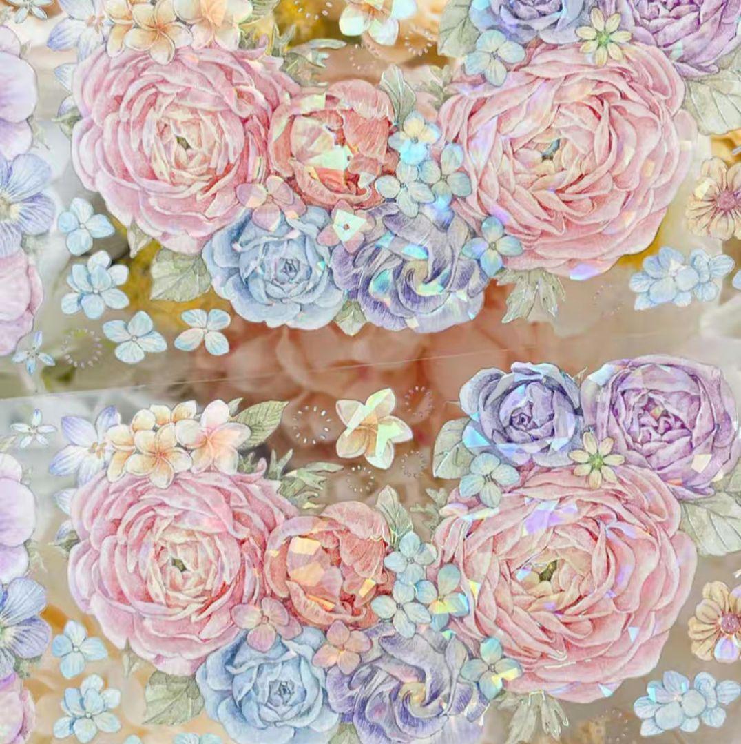 巻売 465★ 海外 マスキングテープ マステ PET 装飾 花 贝壳光