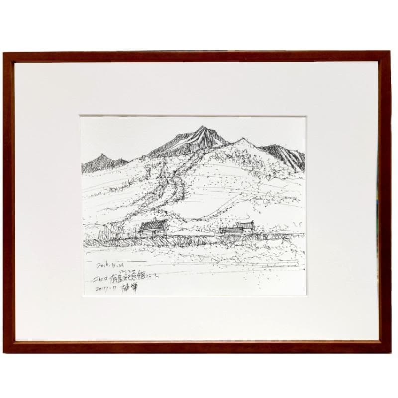 ☆青野昌勝☆「ニセコ有島記念館にて」ペン画　四ツ　未使用！