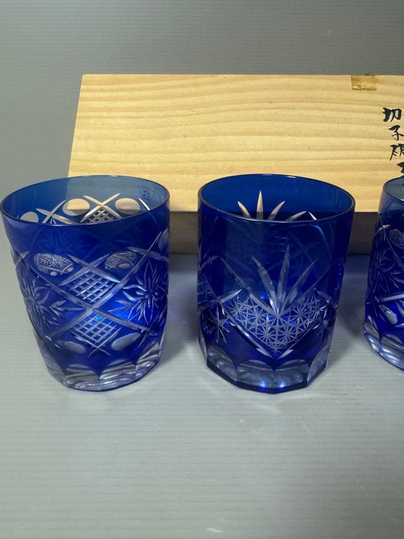 2176 愛文　切子硝子　グラス　5客　未使用