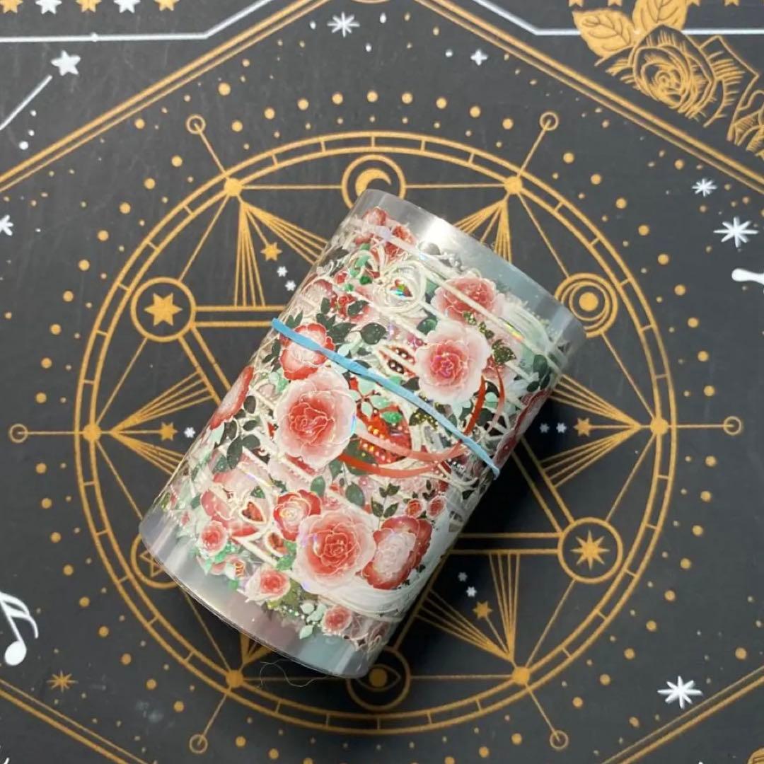 【9284】海外　マステ　中古巻　貝殻光マスキングテープ　バラ　装飾系