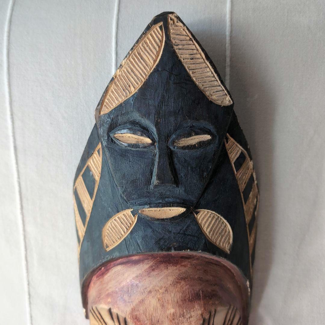 アフリカンマスク 仮面 木製 彫刻 約30cm ヴィンテージ アンティーク