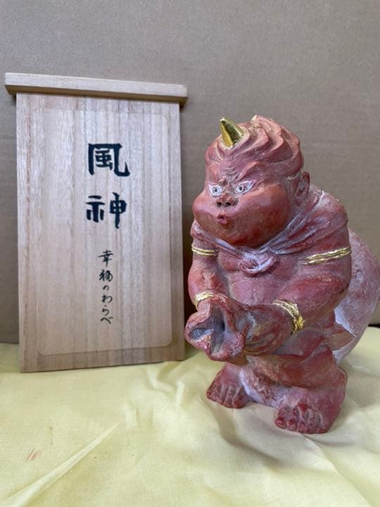 美術品　置物　風神　テラコッタ　長井武志作